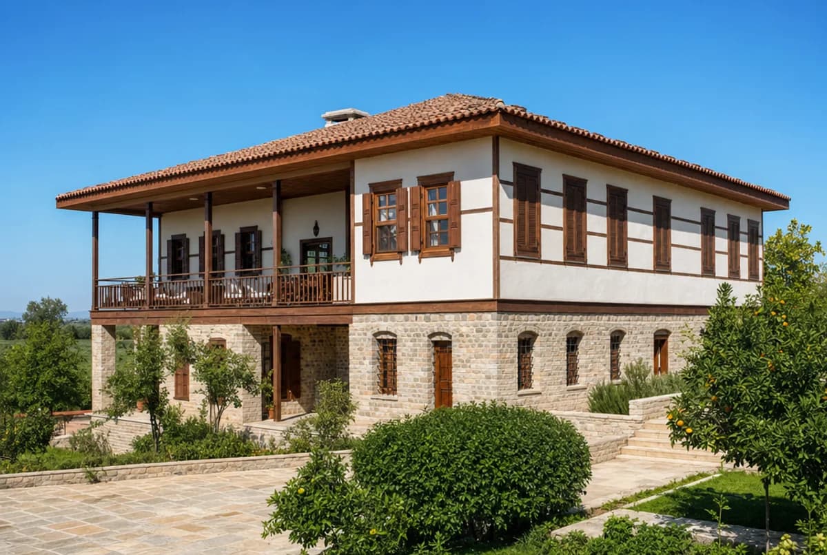 Taş zemin katı, kerpiç dolgulu ahşap çatkı üst katı ve ovaya bakan geniş açık sofasıyla Çukurova evi